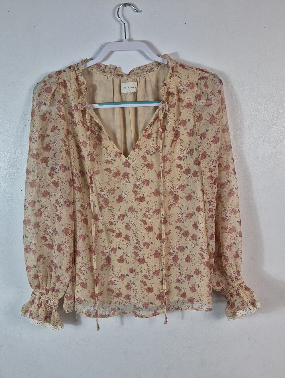 MELLODAY Women's Floral Long Sleeve Blouse Small